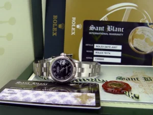 Ladies Watches | Dress Watches | Sant Blanc ROLEX 26mm Ladies 18kt White Gold & Stainless Steel DateJust Black Roman Dial Model 79174