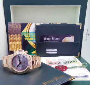 Racing Professional Watches | Sports Watches | Sant Blanc ROLEX 40mm Mens 18kt Gold Daytona Mother Of Pearl Roman Dial Model 116528