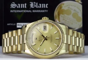 Men's Watches | President Dress Watches | Sant Blanc ROLEX 36mm Mens 18kt Gold Day Date President Champagne Index Model 118238