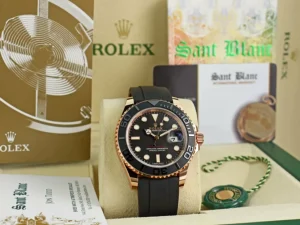 Yachting Professional Watches | Men's Watches | Sant Blanc ROLEX 40mm Mens 18kt Rose Gold Yachtmaster Oysterflex Band Model 116655