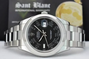 Men's Watches | Dress Watches | Sant Blanc ROLEX 41mm Mens Stainless Steel DateJust II Black Roman Dial Model 116300