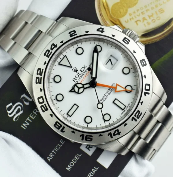 Sports Watches | Men's Watches | Sant Blanc ROLEX 42mm Mens Stainless Steel Explorer II White Dial Model 216570