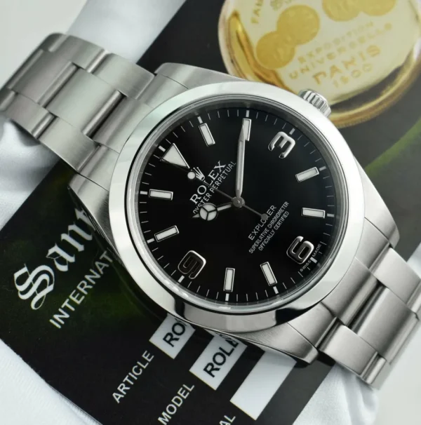 Sports Watches | Men's Watches | Sant Blanc ROLEX 39mm Mens Stainless Steel Explorer Black Index Dial Model 214270