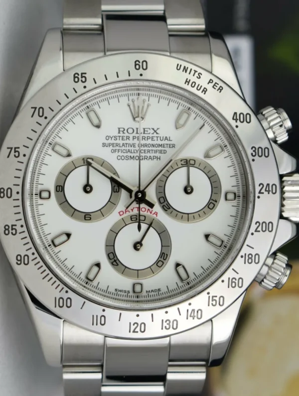 Sports Watches | Men's Watches | Sant Blanc ROLEX 40mm Mens Stainless Steel Daytona White Index Dial Model 116520