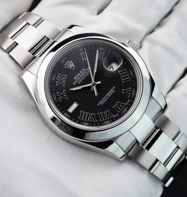 Men's Watches | Dress Watches | Sant Blanc ROLEX 41mm Mens Stainless Steel DateJust II Black Roman Dial Model 116300