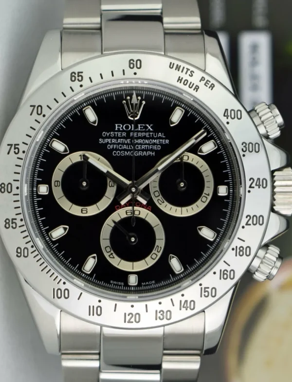 Sports Watches | Racing Professional Watches | Sant Blanc ROLEX 40mm Mens Stainless Steel Daytona Black Index Dial Model 116520