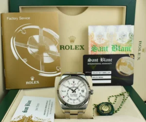Pilots Classic Watches | Men's Watches | Sant Blanc ROLEX 42mm Mens White Gold & Stainless Sky Dweller White Index Dial Model 326934