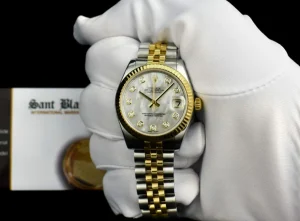 Dress Watches | Sant Blanc ROLEX 31mm MidSize 18kt Gold & Stainless Steel Datejust MOP Diamond Dial Model 178273