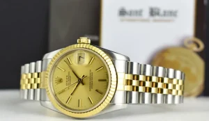 Ladies Watches | Dress Watches | Sant Blanc ROLEX 31mm MIDSIZE 18kt Gold & SS Datejust Champagne Model 68273