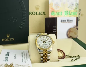 Dress Watches | Sant Blanc ROLEX 31mm MidSize 18kt Gold & Stainless Steel Datejust MOP Diamond Dial Model 178273