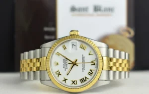 Dress Watches | Sant Blanc ROLEX 31mm MidSize 18kt Gold & Stainless Steel Datejust White Bold Roman Dial Model 68273