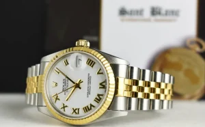 Dress Watches | Sant Blanc ROLEX 31mm MidSize 18kt Gold & Stainless Steel Datejust White Bold Roman Dial Model 68273