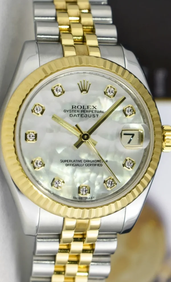 Dress Watches | Sant Blanc ROLEX 31mm MidSize 18kt Gold & Stainless Steel Datejust MOP Diamond Dial Model 178273