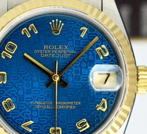 Ladies Watches | Dress Watches | Sant Blanc ROLEX 31mm MidSize 18kt Gold & Stainless Steel Datejust Blue Jubilee Dial Model 68273
