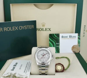 Yachting Professional Watches | Men's Watches | Sant Blanc Rolex 35mm Mid-size Platinum & Stainless Steel Yachmaster Platinum Dial Model 168622