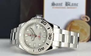 Yachting Professional Watches | Sant Blanc ROLEX 35mm Platinum & Stainless Steel Yachmaster Platinum Dial Model 168622