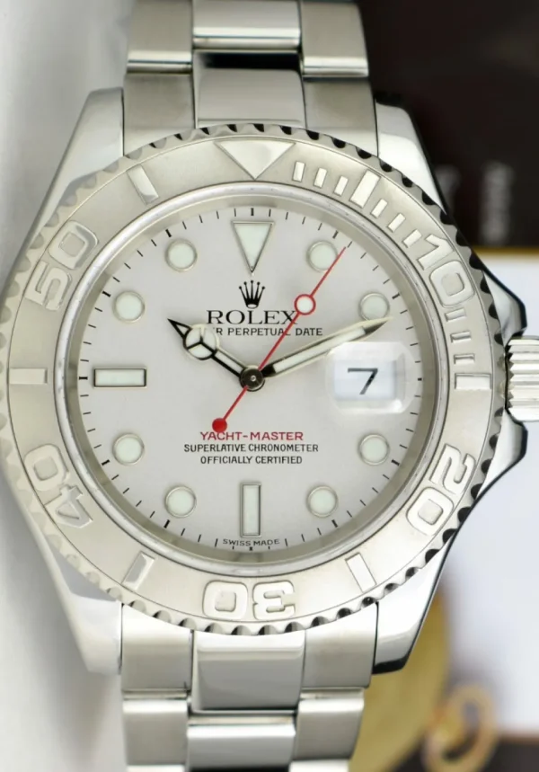 Yachting Professional Watches | Men's Watches | Sant Blanc ROLEX 40mm Platinum & Stainless Steel YachtMaster Platinum Dial Model 16622