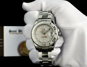Yachting Professional Watches | Sant Blanc ROLEX 35mm Platinum & Stainless Steel Yachmaster Platinum Dial Model 168622