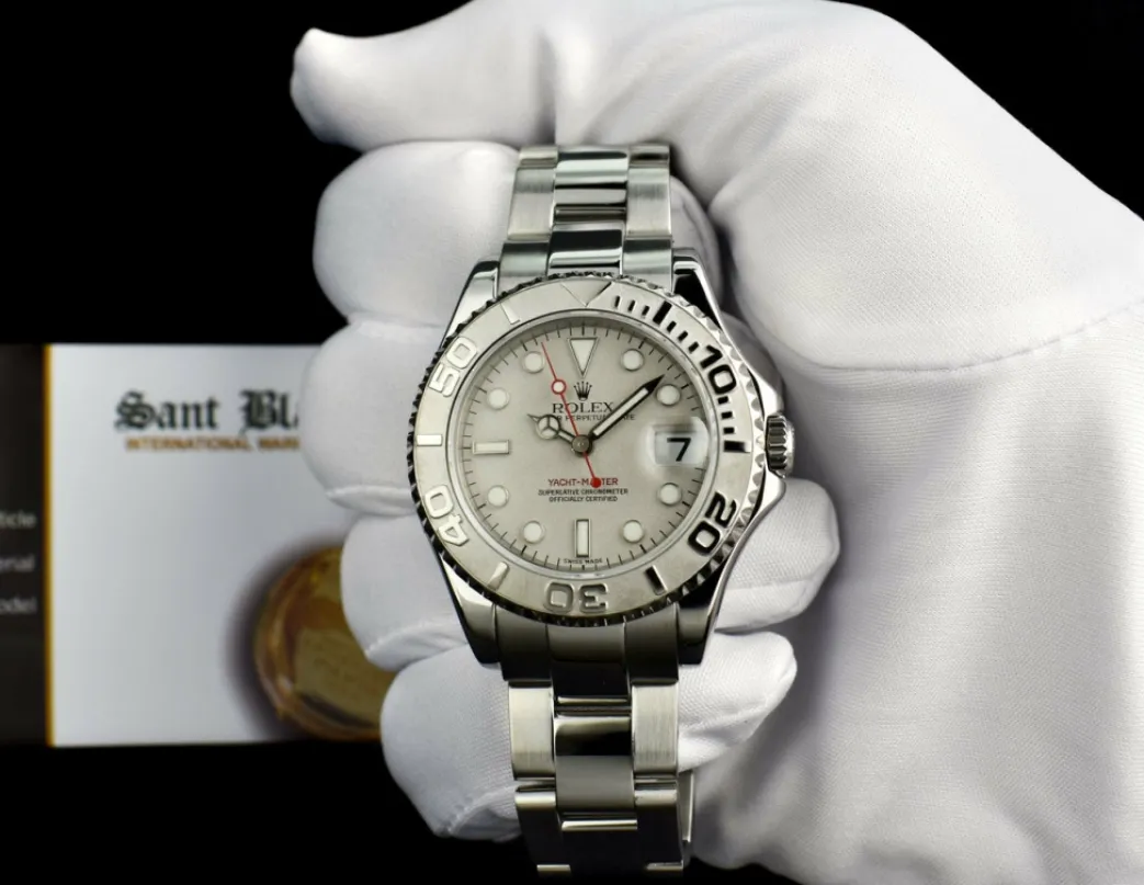 rolex_mm_platinum__stainl_2-2.webp Yachting Professional Watches | Sant Blanc ROLEX 35mm Platinum & Stainless Steel Yachmaster Platinum Dial Model 168622