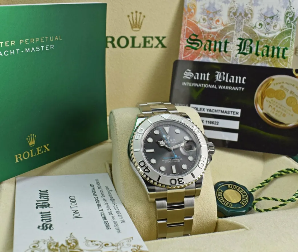 rolex_mm_platinum__stainl_3.webp Yachting Professional Watches | Sports Watches | Sant Blanc ROLEX 40mm Platinum & Stainless Steel Yachtmaster Rhodium Dial Model 116622