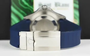 Yachting Professional Watches | Sant Blanc ROLEX 40mm Platinum & Stainless Steel YachtMaster Blue Dial Rubber B Strap Model 116622