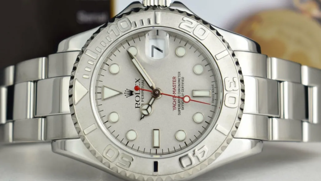 rolex_mm_platinum__stainl_7-1.webp Yachting Professional Watches | Sant Blanc ROLEX 35mm Platinum & Stainless Steel Yachmaster Platinum Dial Model 168622