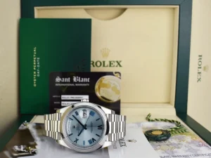 President Dress Watches | Sant Blanc ROLEX 40mm Platinum President Day Date 40 Glacier Roman Dial Model 228206