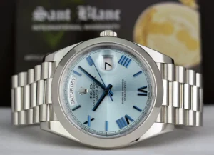 President Dress Watches | Sant Blanc ROLEX 40mm Platinum President Day Date 40 Glacier Roman Dial Model 228206