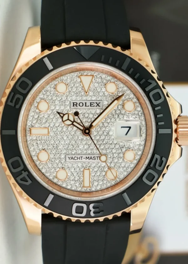 Yachting Professional Watches | Men's Watches | Sant Blanc ROLEX 40mm Rose Gold Yachtmaster Pave Diamond Model 116655