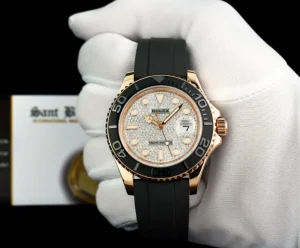Yachting Professional Watches | Men's Watches | Sant Blanc ROLEX 40mm Rose Gold Yachtmaster Pave Diamond Model 116655