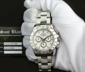 Men's Watches | Racing Professional Watches | Sant Blanc ROLEX 40mm Stainless Daytona White Index Dial Fat Clasp Model 116520