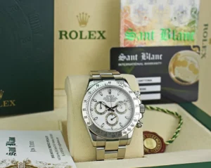 Men's Watches | Racing Professional Watches | Sant Blanc ROLEX 40mm Stainless Daytona White Index Dial Fat Clasp Model 116520