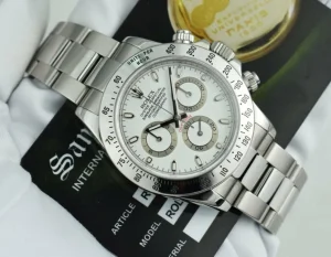 Men's Watches | Racing Professional Watches | Sant Blanc ROLEX 40mm Stainless Daytona White Index Dial Fat Clasp Model 116520