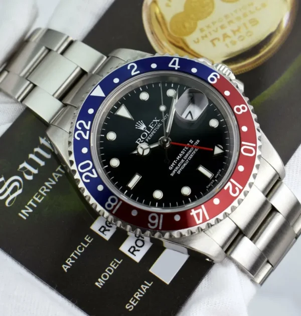 Sports Watches | Pilots Professional Watches | Sant Blanc ROLEX 40mm Stainless GMT Master II Pepsi Blue-Red Bezel SEL Model 16710