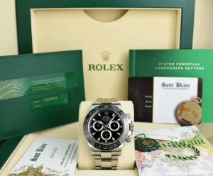 Men's Watches | Racing Professional Watches | Sant Blanc ROLEX 40mm Stainless Steel DAYTONA Black Dial Ceramic Bezel Model 116500LN