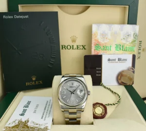 Men's Watches | Dress Watches | Sant Blanc ROLEX 36mm Stainless Steel DateJust Silver Wave Diamond Dial Model 116200