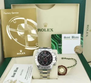 Racing Professional Watches | Sant Blanc ROLEX 40mm Stainless Steel Daytona Black Race Dial Fat Buckle Model 116520