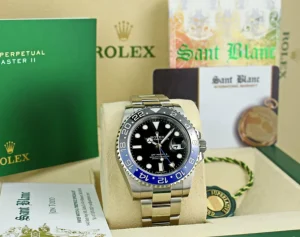 Sports Watches | Men's Watches | Sant Blanc ROLEX 40mm Stainless Steel GMT Master II Blue & Black BATMAN Bezel Model 116710 BLNR