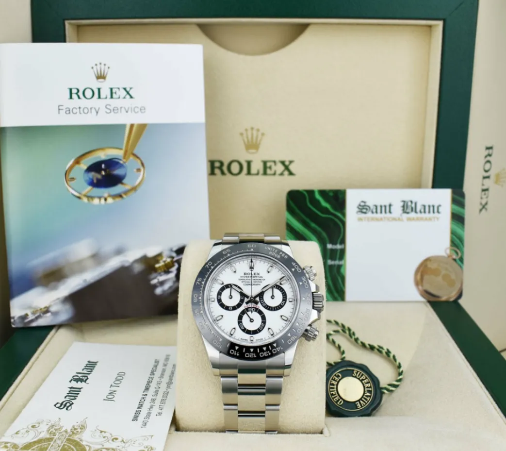 rolex_mm_stainless_steel__0-4.webp Racing Professional Watches | Sant Blanc ROLEX 40mm Stainless Steel & Ceramic Daytona White Dial Model 116500 LN