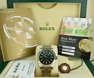 Sports Watches | Scientists Professional Watches | Sant Blanc ROLEX 40mm Stainless Steel Milgauss Green Crystal Black Index Model 116400GV