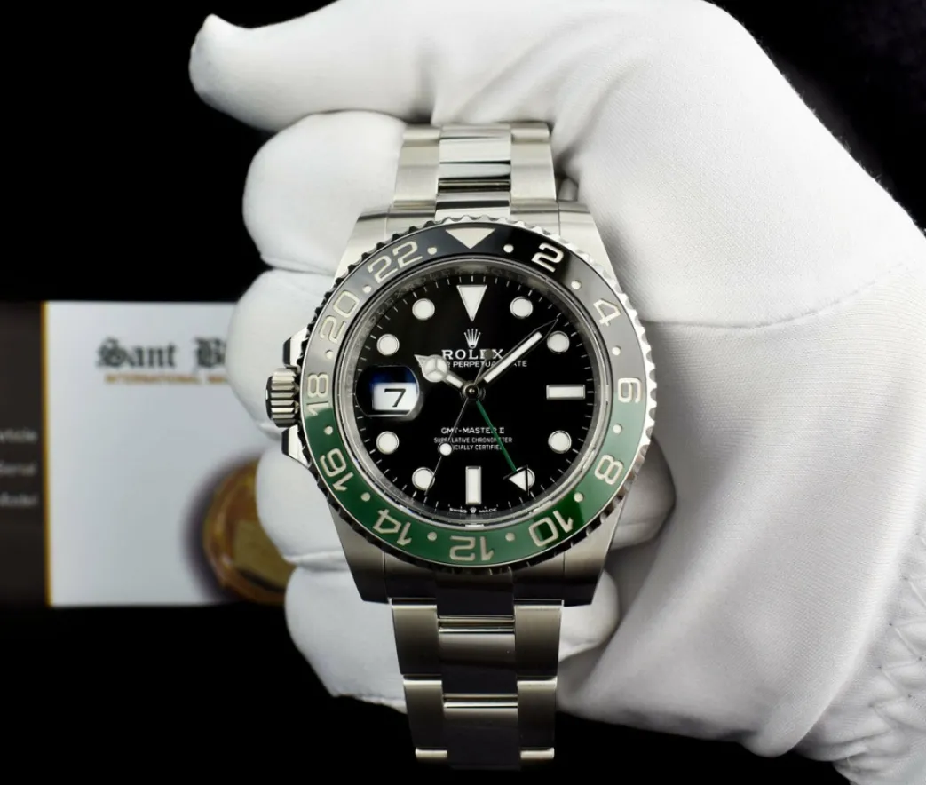 rolex_mm_stainless_steel__1-13.webp Men's Watches | Pilots Professional Watches | Sant Blanc ROLEX 40mm Stainless Steel GMT Master II "Sprite" Bezel Oyster Bracelet Model 126720 VTNR