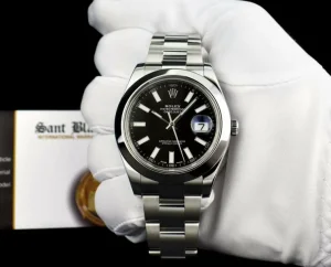 Men's Watches | President Dress Watches | Sant Blanc ROLEX 41mm Stainless Steel DateJust II Black Index Dial Model 116300
