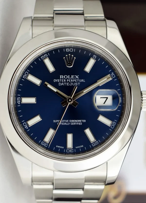 Men's Watches | Dress Watches | Sant Blanc ROLEX 41mm Stainless Steel DateJust II Blue Index Dial Model 116300