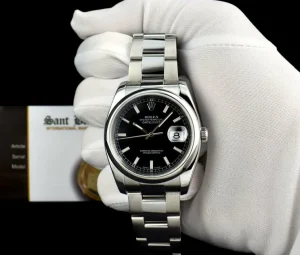 Men's Watches | Dress Watches | Sant Blanc ROLEX 36mm Stainless Steel DateJust Black Index Dial Oyster Band Model 116200