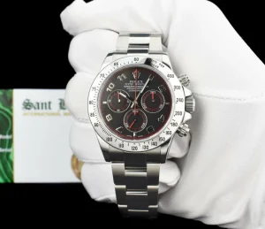 Racing Professional Watches | Sant Blanc ROLEX 40mm Stainless Steel Daytona Black Race Dial Fat Buckle Model 116520