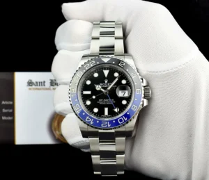 Sports Watches | Men's Watches | Sant Blanc ROLEX 40mm Stainless Steel GMT Master II Blue & Black BATMAN Bezel Model 116710 BLNR