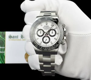 Racing Professional Watches | Sant Blanc ROLEX 40mm Stainless Steel & Ceramic Daytona White Dial Model 116500 LN