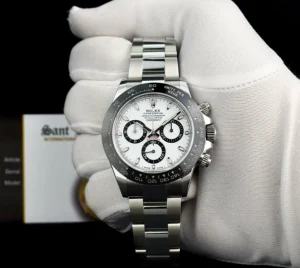 Sports Watches | Men's Watches | Sant Blanc ROLEX 40mm Stainless Steel Daytona White Dial Ceramic Bezel Model 116500LN