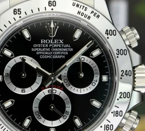 Men's Watches | Racing Professional Watches | Sant Blanc ROLEX 40mm Stainless Steel Daytona Black Index Dial Fat Clasp Box & Card Model 116520