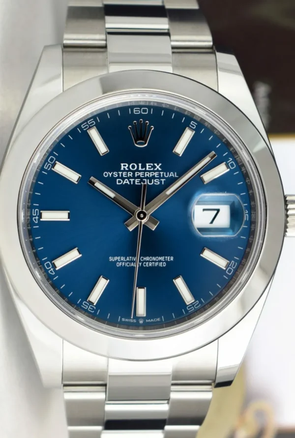 Dress Watches | Sant Blanc ROLEX 41mm Stainless Steel DateJust 41 Blue Index Dial Model 126300